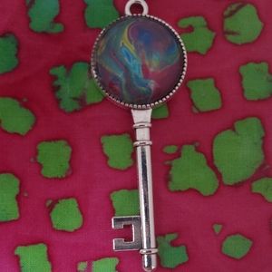 Handmade Clover Key Necklace Pendant